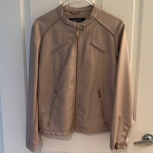 Kenneth Cole Reaction Pearlescent Pink Faux Leather Jacket with stretch fabric